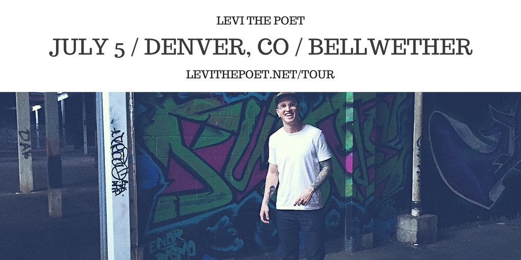 levithepoet's tweet photo. Levi The Poet
Summer '17 Tour
Jul 5 β Denver, CO
TICKETS: https://t.co/o2i6k4uXWH
#levithepoet https://t.co/znIX5cTFMA