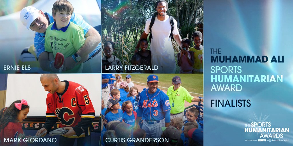 Congrats to the 2017 Muhammad Ali #SportsHumanitarian Award finalists: <a href="/TheBig_Easy/">Ernie Els</a>, <a href="/LarryFitzgerald/">Larry Fitzgerald</a>, <a href="/MarkGio05/">Mark Giordano</a> &amp; <a href="/cgrand3/">Curtis Granderson</a>!