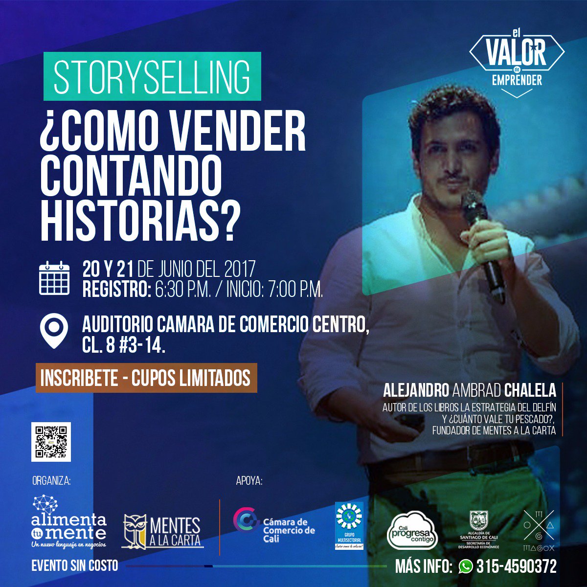 mentesalacarta's tweet photo. ¿Cómo vender contando historias? Descúbrelo el próximo martes 20 de junio en #Cali #MentesALaCarta apoyado por @AlcaldiaDeCali @camaracali https://t.co/PwLULtmIf5