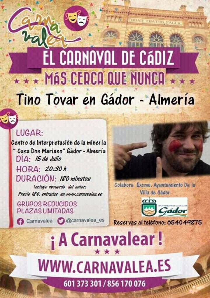 comparsatino's tweet photo. 15/7 en Gador (Almería) Tino y su @Carnavalea_es! , 🎫 18€, reservas:654049875/601373301/856170176 https://t.co/14wYJbgKNG