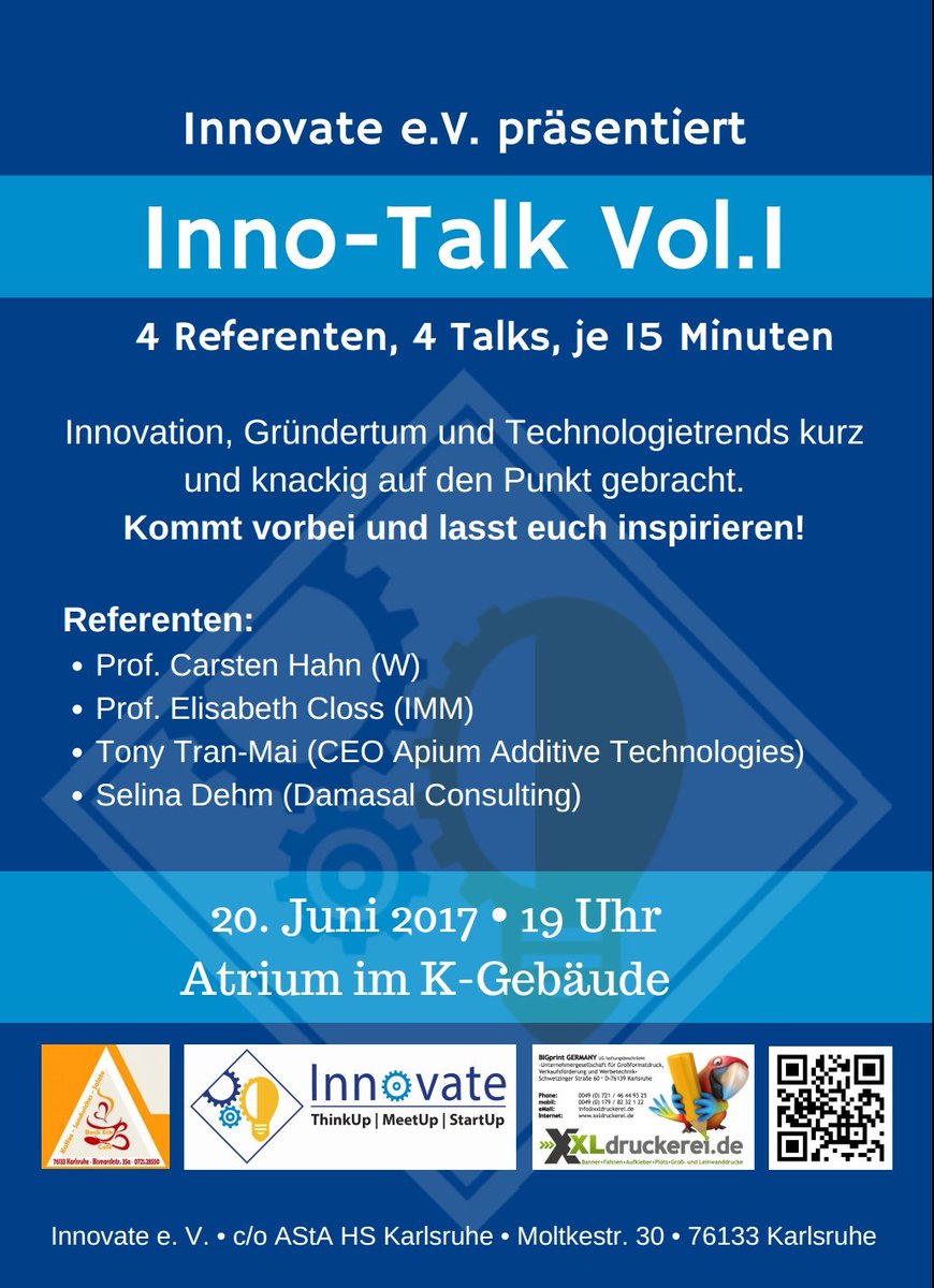 Innovate_KA's tweet photo. Inno-Talk geht in die erste Runde.. seid dabei! #innovate https://t.co/Hju1r0gDWK