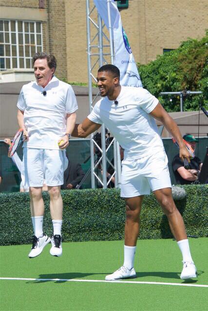 anthonyjoshua's tweet photo. Arms tired from carrying my teammate @RobBrydon at tennis today! 😅🎾😂 https://t.co/EXPwT3kbwv