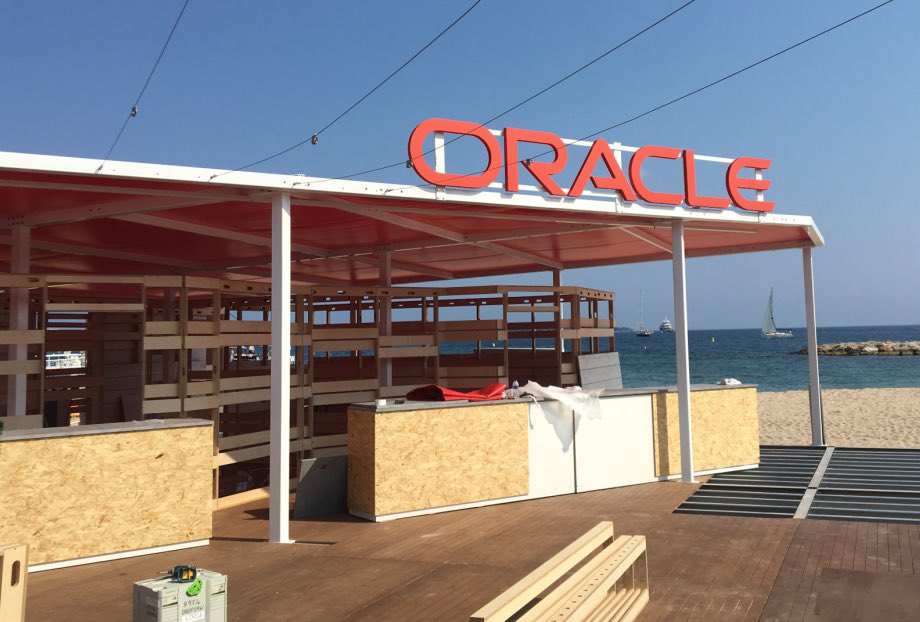 Celeste_Bishop's tweet image. So exciting! The #CannesOracleDeck at @Festival_Cannes is coming along nicely! My &quot;office&quot; for the next week+! @OracleMktgCloud