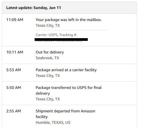 KeithVes's tweet photo. Two day amazon deliveries thru #usps are crap... 3 packages, 3 days late YET recorded as delivered on time! https://t.co/xEX1vYJ6ao