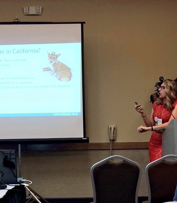 Collegewise's tweet photo. No surprise our Breanne Boyle worked her Corgi into her presentation about the @WACAC Government Relations Committee. #presentationpro https://t.co/NcueuavFqY