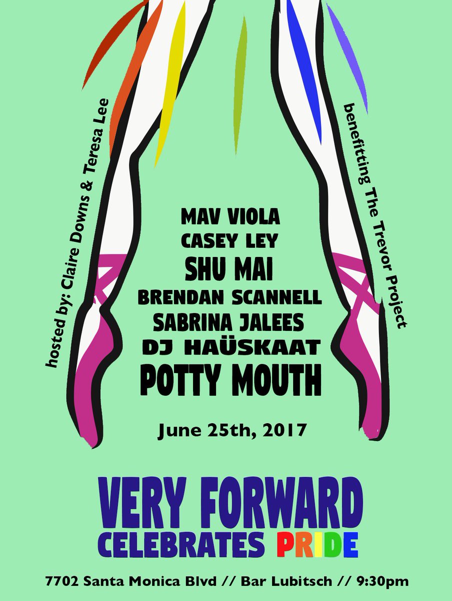 veryforward's tweet image. All queer comics + special musical performance by Potty Mouth and drag by Miss Shu Mai for our Pride edition of Very Forward! 6/25 @ 9:30pm!