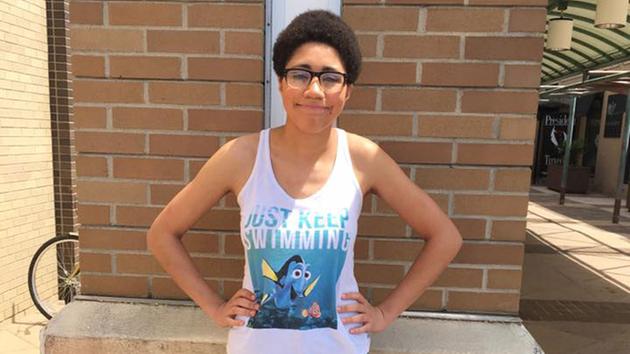 ABC7NY's tweet photo. Woman in Finding Nemo tank top asked to leave mall for "inappropriate dress" https://t.co/9HJweKpzGg https://t.co/L6aTkua5t4