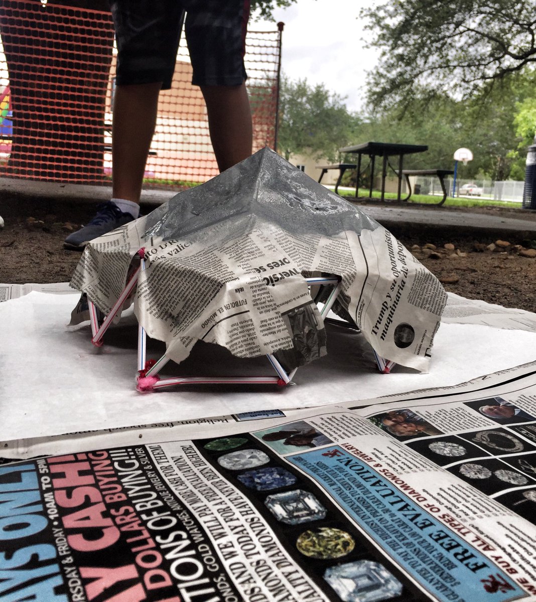 ValeriaTeaches's tweet photo. #Day3 of #ArtofEngineering Camp lead us to create our 1st settlement on Mars! #geodesicDome #journeytoMars #firsttoMars @TheMarsGen @jnxyz https://t.co/fUHLQFHcuf