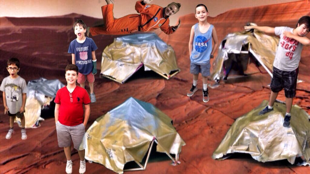 ValeriaTeaches's tweet photo. #Day3 of #ArtofEngineering Camp lead us to create our 1st settlement on Mars! #geodesicDome #journeytoMars #firsttoMars @TheMarsGen @jnxyz https://t.co/fUHLQFHcuf