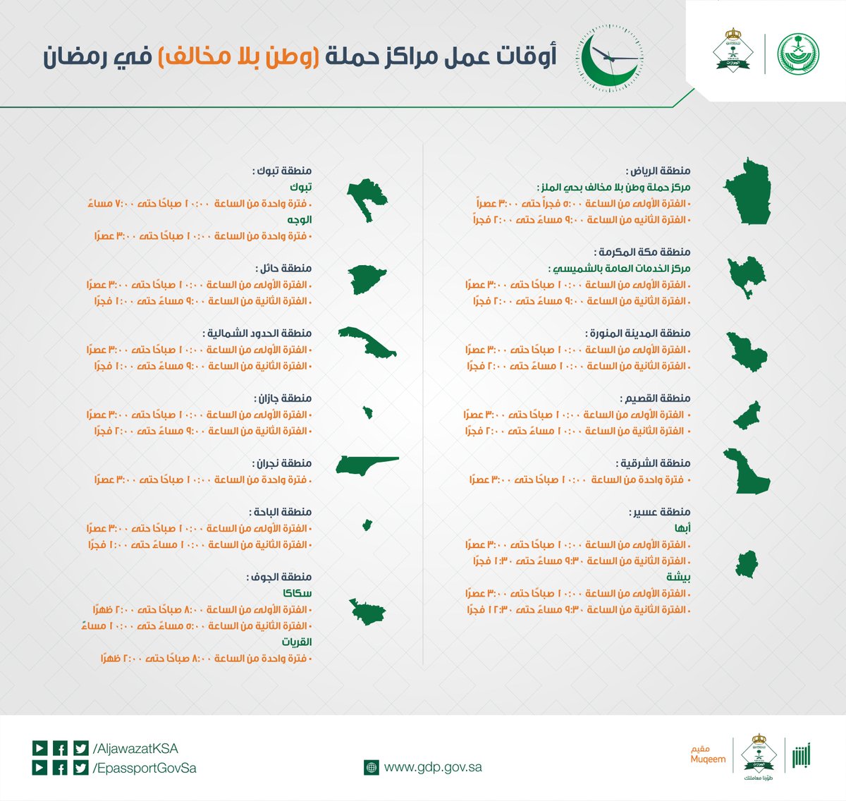 الجوازات السعودية تعلن أوقات العمل خلال إجازة عيد الأضحى المبارك