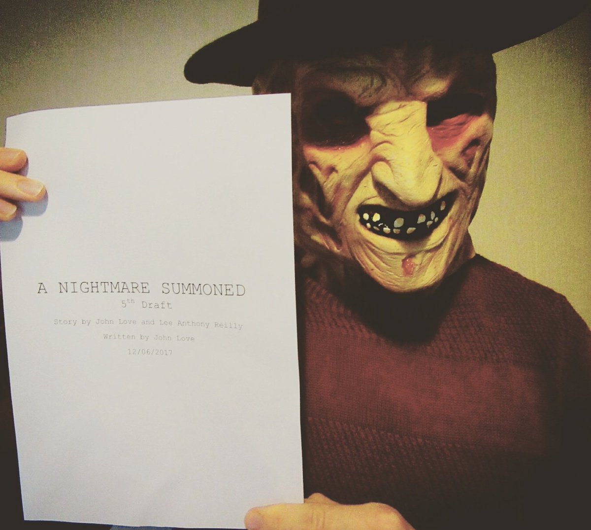 stripey_mandy's tweet photo. Entirely grateful for you sticking with us friends. With our favorite draft we WILL shoot this year! #watchthisspace #FreddyKrueger #fanfilm https://t.co/BE6LmjGyPz
