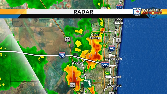 Thunderstorms producing heavy rain & lightning over inland Broward likely will weaken by 5 p.m. https://t.co/wLTy5g0No0