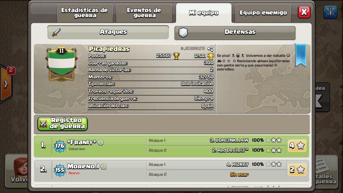 franlyalberto27's tweet photo. Disfrutando de la war 300 de un clan de amigos con 2 plenitos gran guerra jeje. https://t.co/5cKrcgpAwc
