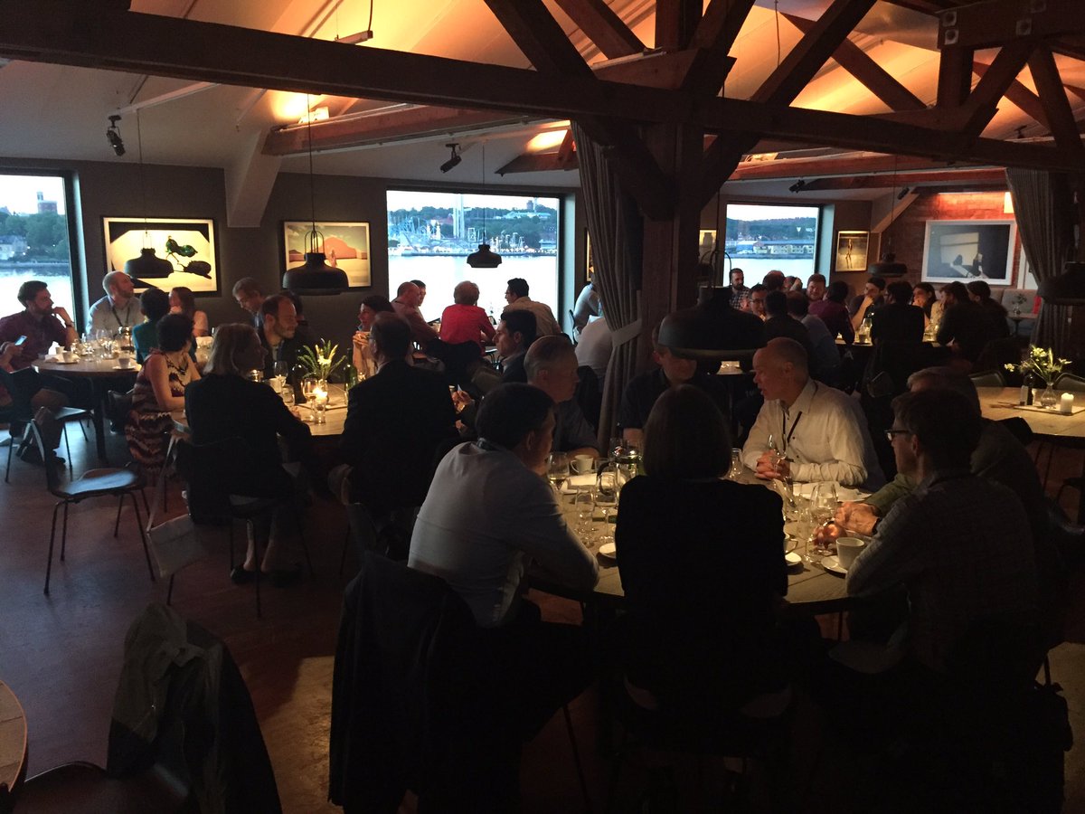 Networking_2017's tweet photo. Enjoying great dinner and breathtaking views on the Stockholm City skyline at Fotografiska @Networking_2017 #IFIPNetworking2017 https://t.co/ZKPJsGDiod