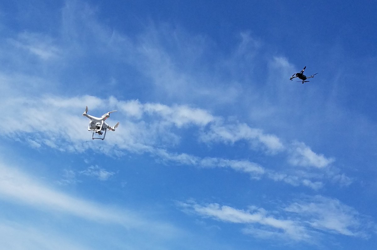 Basler's tweet photo. Dueling #drones with @bbartel at #aasdtech17 #points4fun! https://t.co/QhZTX6A3D5