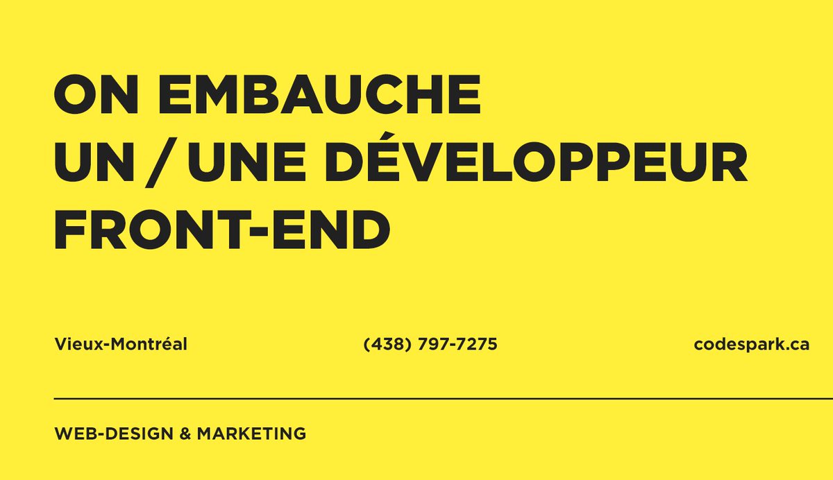 Nous embauchons un développeur web front-end (avec connaissances PHP), temps plein Vieux MTL goo.gl/0eQtxT #emploi #Jobs #montreal