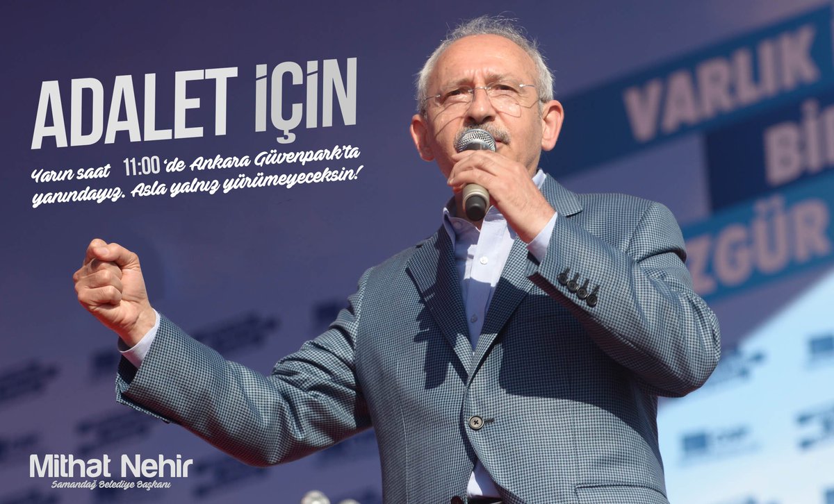 samandagbel's tweet photo. #AdaletiçinİstanbulaYürüyor Belediye Başkanımız @NehirMithat yarın Ankara’da sayın genel başkanımız @kilicdarogluk ‘yla yürüyecek. https://t.co/5tlWOf8Le7