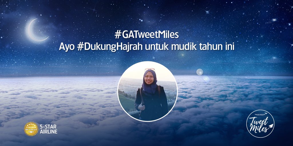 <a href="/IndonesiaGaruda/">Garuda Indonesia</a> Saya dukung <a href="/ra_hajrah/">Hajrah</a> u/ dpt mudik ke tanah air di Hari Raya Lebaran <a href="/IndonesiaGaruda/">Garuda Indonesia</a>  #DukungHajrah #GATweetMiles