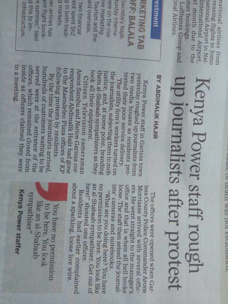 qamarqueen's tweet photo. Attack on journalist is an attack media freedom in Kenya #JusticeForGarissaJournalist https://t.co/p75uDKuwCJ
