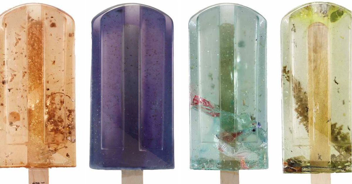 Oceanwire's tweet photo. Art students in Taiwan collected polluted water to freeze into popsicles to raise awareness: https://t.co/lXFREaxqNZ MT @PlasticOceans https://t.co/eYaRXepEIF