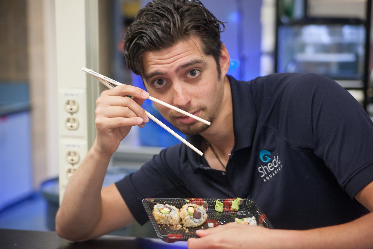 SheddLearning's tweet photo. #SheddTeenLab mentors celebrate #InternationalSushiDay w/ silly pics for #ShareYourChops. Teens can join in tomorrow https://t.co/ElSC7vscfi https://t.co/EnGIsUuDFa