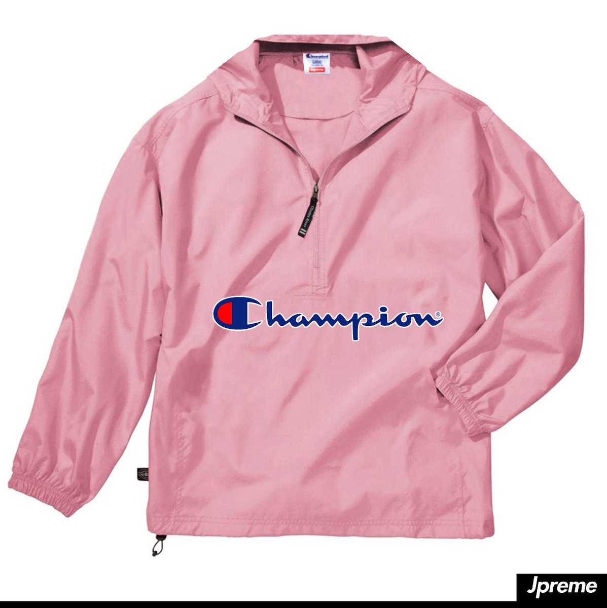 supreme champion half zip windbreaker red