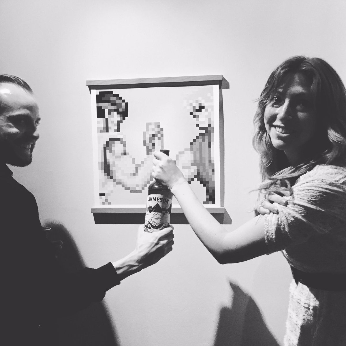 iam8bit's tweet photo. Real Life reenactment of @Aled's bro love masterpiece from iam8bit: A Love Story w/ cameo from good friend @jamesonwhiskey #JamesonSummer https://t.co/T4IKtKA9J8