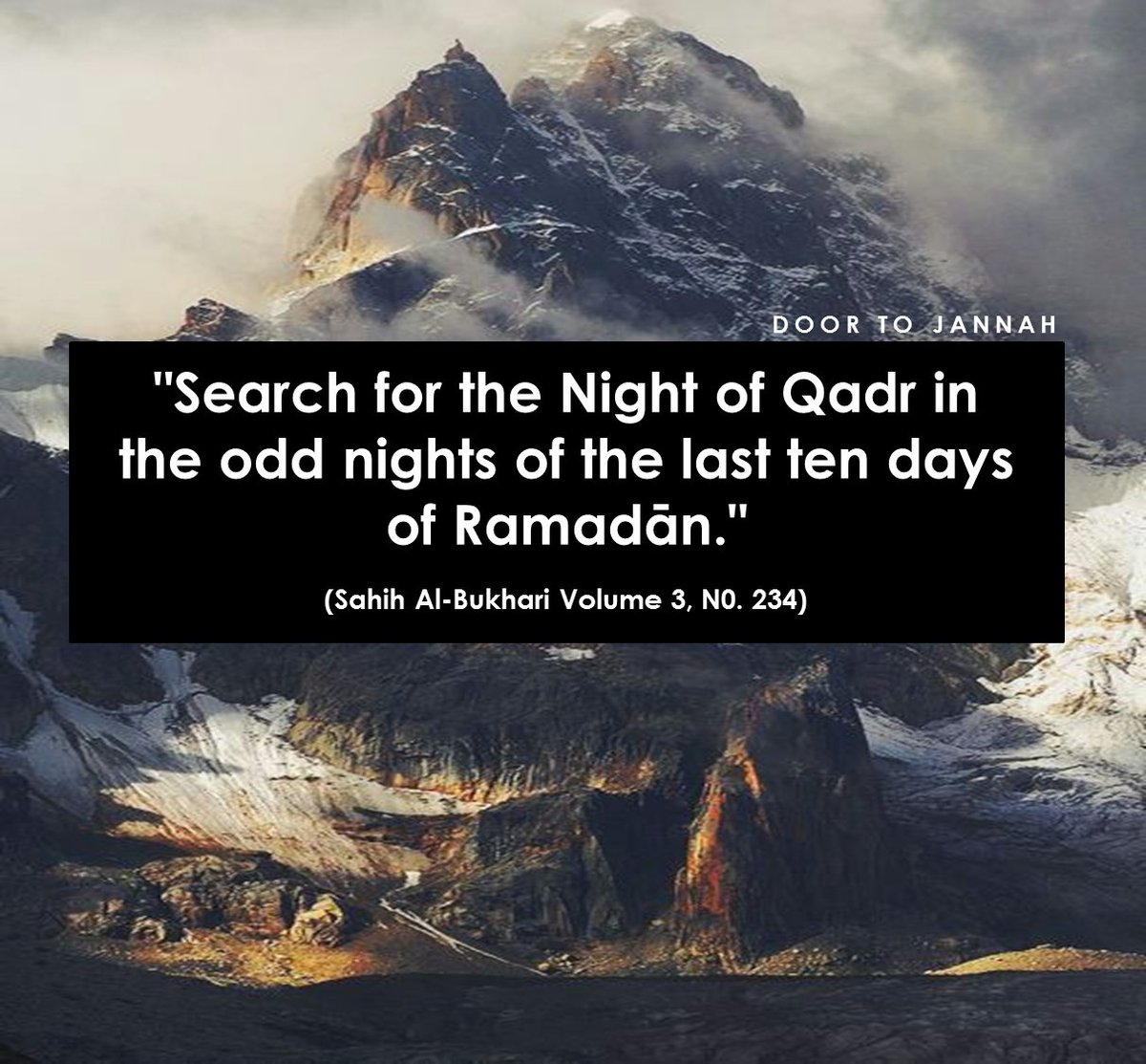 doortojannah's tweet photo. "Look for the Night of Qadr in the last ten nights of the month of Ramadān." https://t.co/ODdtbu04Zy
