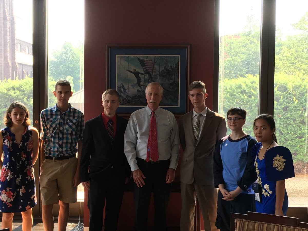 NHDinMaine's tweet photo. A few NHD in ME students were invited into Senator King’s office this morning. https://t.co/PYbDrfiLPP