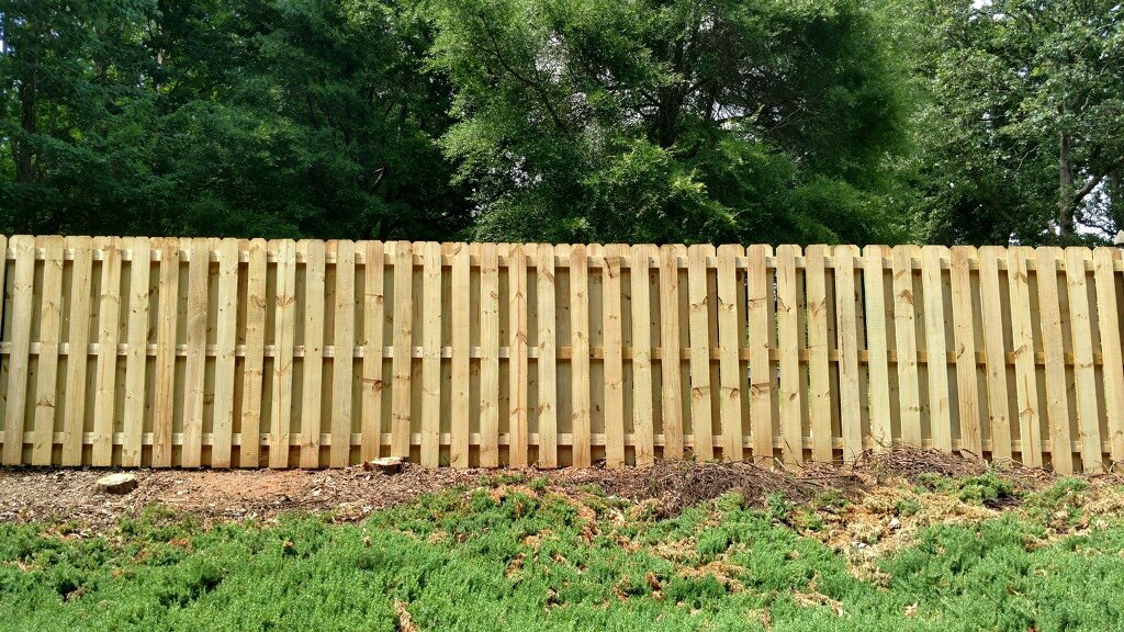 6' tall shadow box wood privacy fence we put up in Stokesdale, NC Have a fencing project this summer? We can help! 👍nickelstonfence.com
