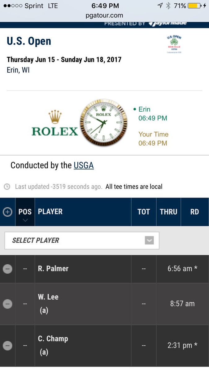 AggieMensGolf's tweet photo. Aggie tee times for @usopengolf tomorrow. Good luck @RyanPalmerPGA @walker_r_lee &amp; @CameronChamp54! Proud of y'all! #AggieGolf #12thMan https://t.co/I937Qm7vKY