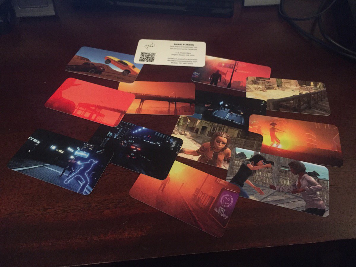 dfliesen's tweet photo. MOO cards for #ISTE2017 give out @ Game Night &amp; LAN Party June 26 + VEN Playground June 27 in San Antonio with quest demo of #sinewavespace https://t.co/5sLrmA3TBk