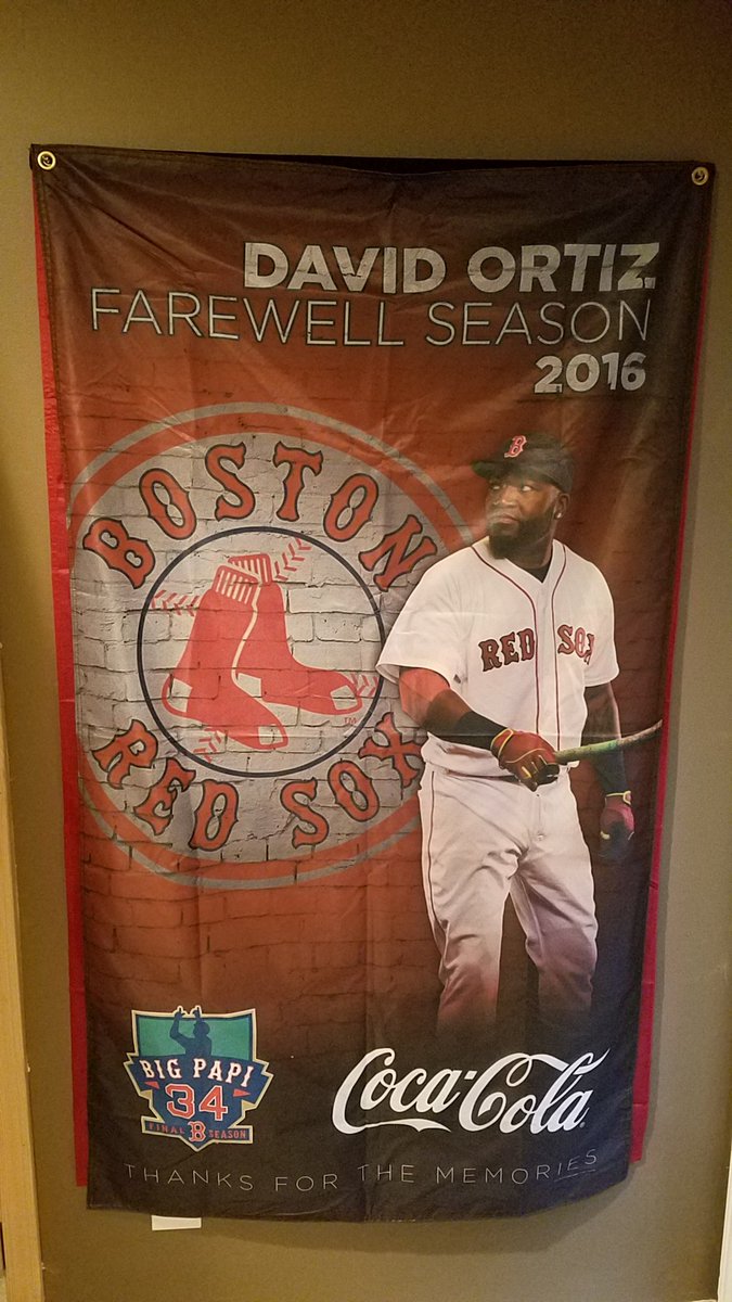 hwsport's tweet photo. Thanks to my good mate @bigalrondon, the newest basement pub addition is in place. Gracias mi hermano! #FarewellPapi #RedSox https://t.co/WUtLxXvylE