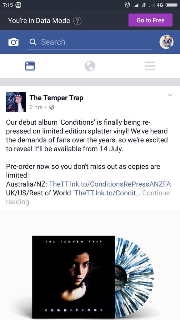 thetempertrapID's tweet photo. Limited edition splatter vinyl of Conditions available from 14 July. https://t.co/HgHzg29WRO