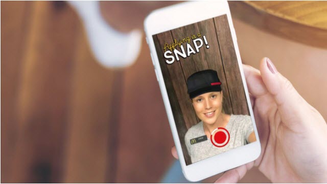 OnlineMediaMojo's tweet photo. McDonald's uses Snapchat to hire millennials. https://t.co/MSIA5hgUTw Interesting use of Snapchat. https://t.co/RowAoxOEyg