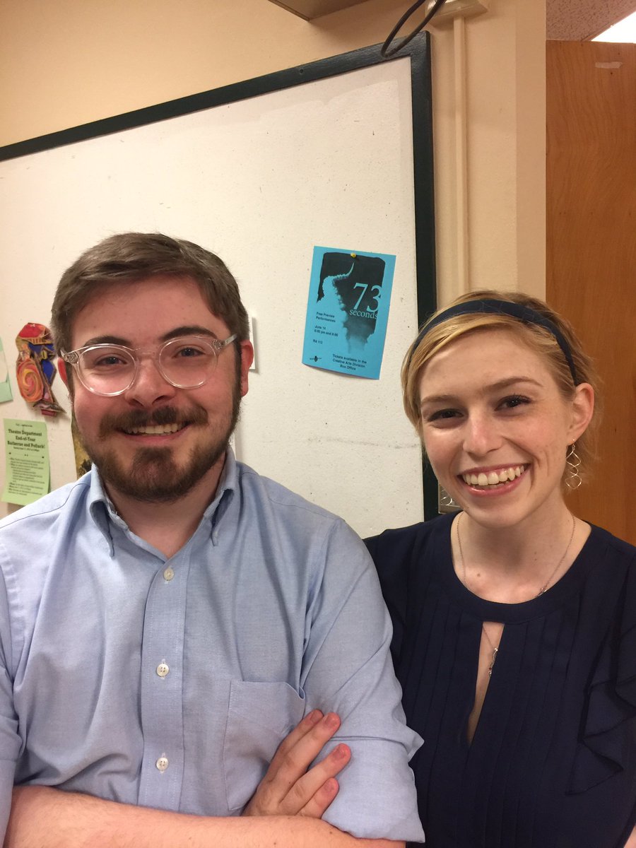 PortalTheatre's tweet photo. Nate and Sarah, about to do our first preview of 73 SECONDS before we head out on tour! #73Seconds #sdfringe17 #PortalTheatre https://t.co/CYDeHdHhIS