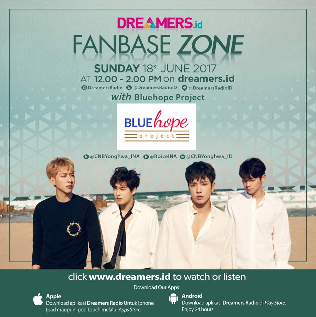 LadyJYH's tweet photo. [!] Blue Hope Proj. will be on Dreamers Radio on 18 June 12.00-2.00 PM in supporting CNBLUE Concert in Jakarta https://t.co/V1s1T4U1ug