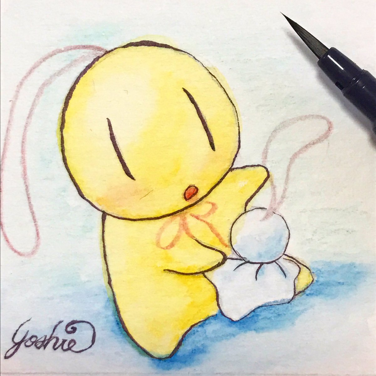 芳絵屋 癒し系エンジニア Auf Twitter 今日の一絵 てるる 梅雨なので てるる はてるてる坊主なんです Illustration イラスト Drawing 水彩色鉛筆