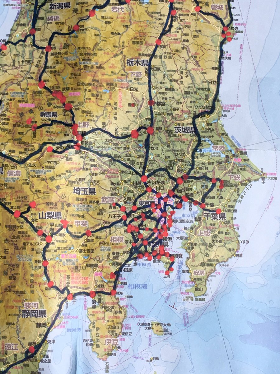 鉄道旅図鑑 On Twitter 旅地図ー関東 2017年6月現在旅した場所 青線