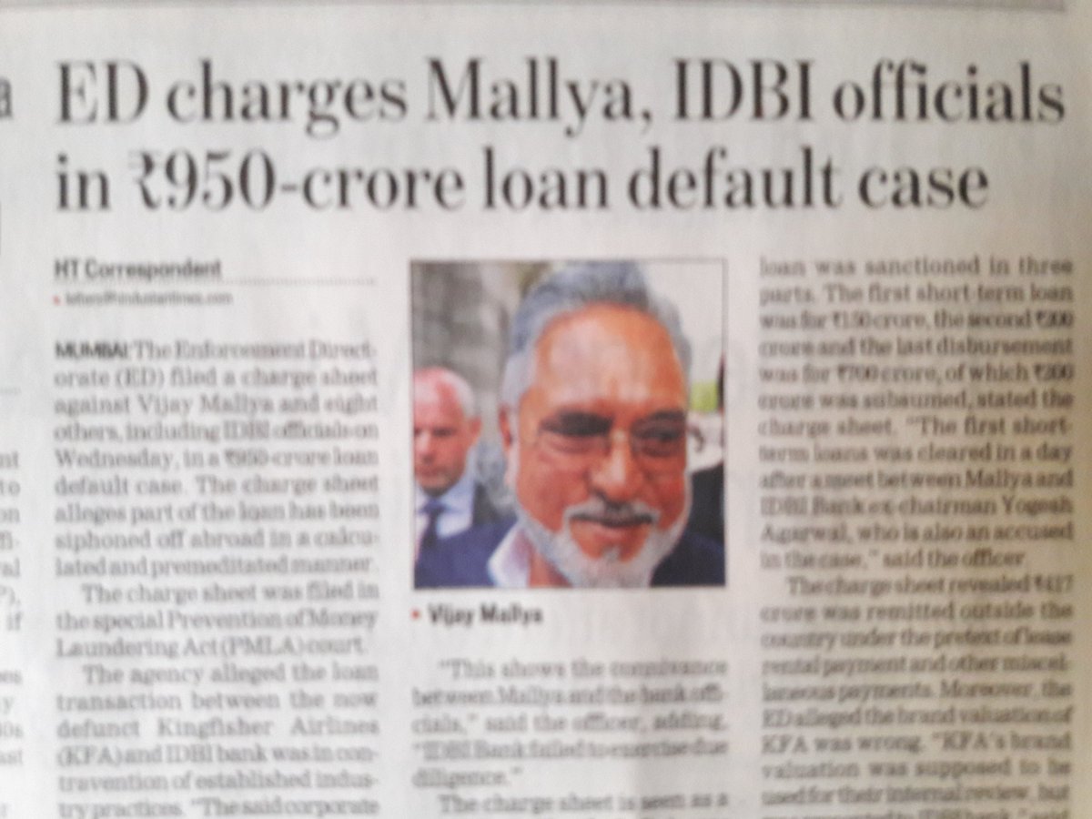 sarvmanglamcom's tweet image. 90 Discount given to #VijayMallya in Chargesheet✔
Rest 10 % during the proceedings 
@TheVijayMallya 
#NetasMindYourLanguage #DemocracyFixed