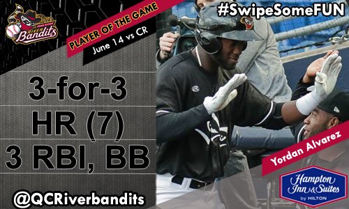 Two nights in a row. Yordan Alvarez is Hampton Inn Player of the Game thanks to a 3-for-3 night with a homer and three RBI in a 7-1 win