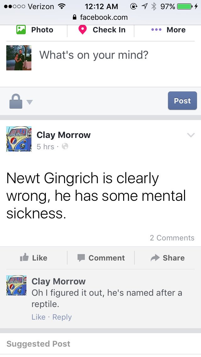 Meg2morrow's tweet image. Clayton Morrow Esq equally antagonizing and educating humans for 56 years.