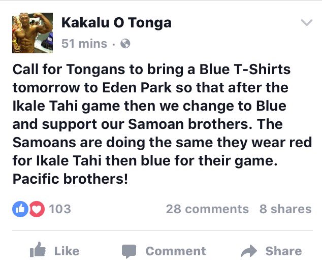 MattManukia's tweet photo. Ikale Tahi supporters bring your blue shirts so we can support the @manusamoa straight after tomorrow's game. #tokouso https://t.co/4eYsf8N5eE