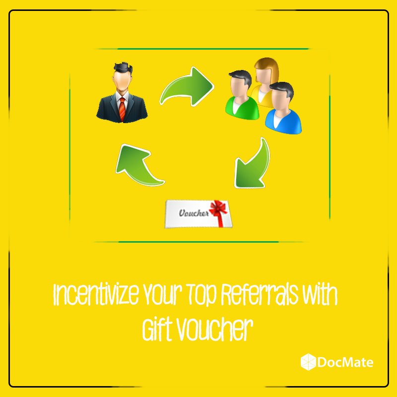 DocMate's tweet image. #DocMate Incentive your top referrals with Amazon vouchers.