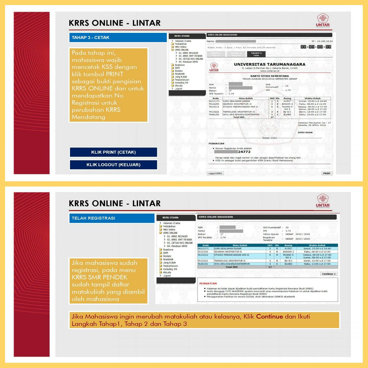 Petunjuk pengisian KRRS online untuk mahasiswa