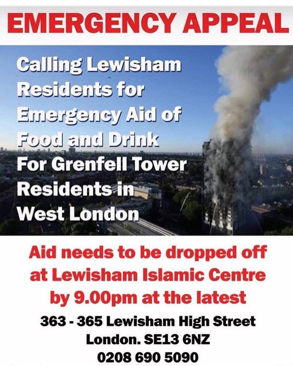 Sports_Fun4All's tweet photo. Help if you can @MistaGoode @JustJohnJones @LondonYouth @cllralanhall @YouthFirstLDN  #GrenfellTower #lewisham #islamiccentre #appeal #help https://t.co/Vi3fFhavRv