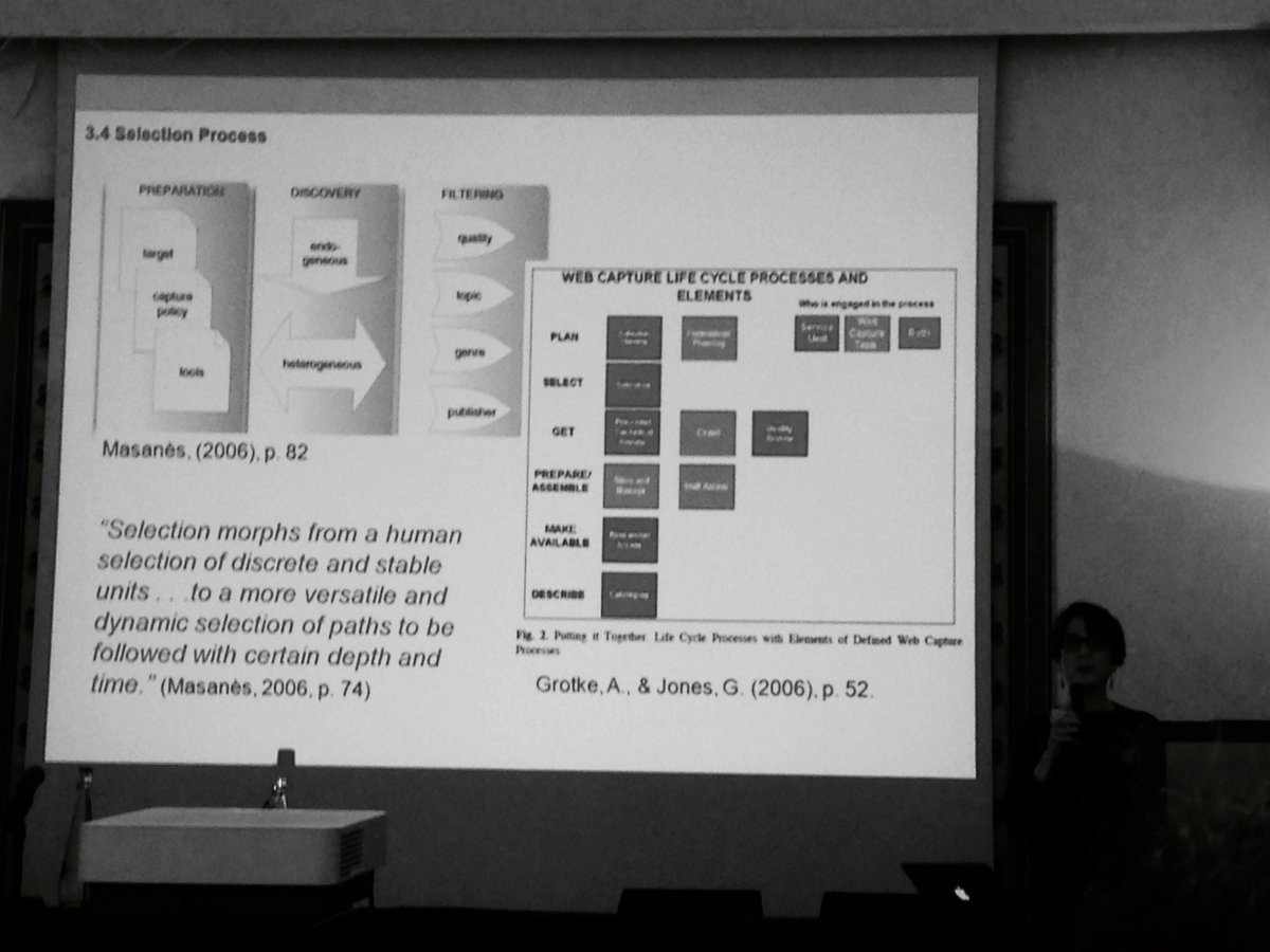 schambers3's tweet image. Some literature on collection development for web-archives from Pamela Graham #WAweek2017