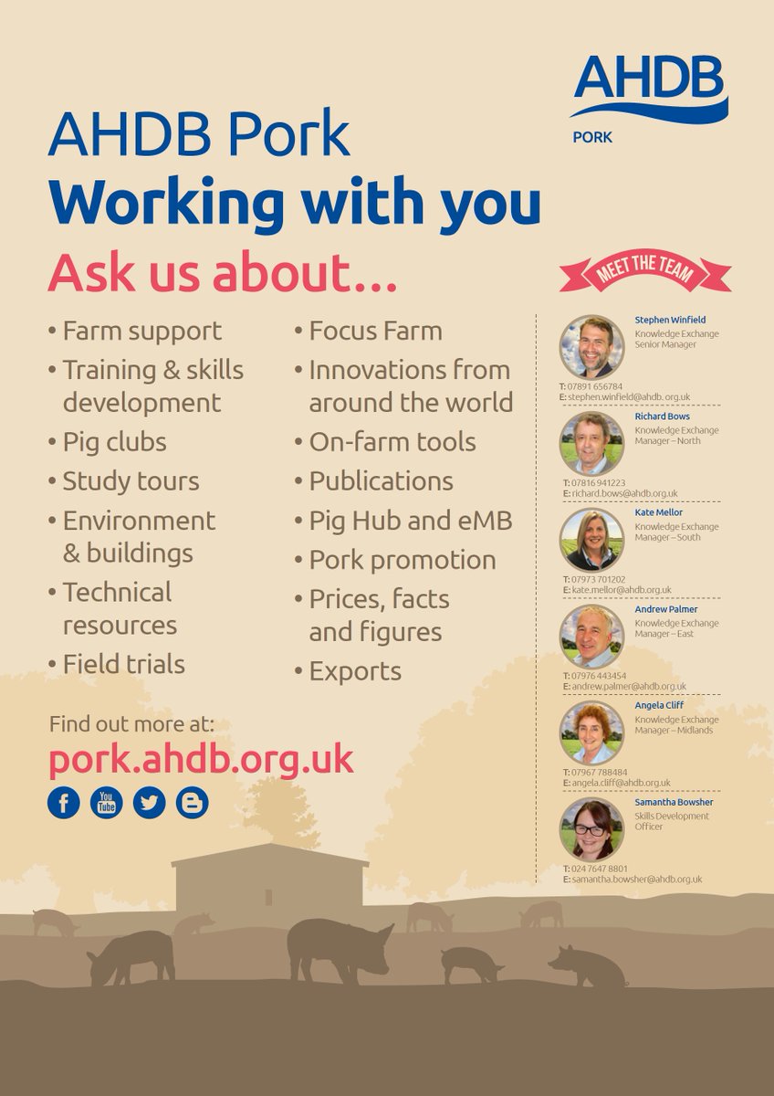 Here at AHDB Pork we have a whole range of services on offer, all free to levy payers! Ask us about #farm support, trials, pig clubs &amp; more
