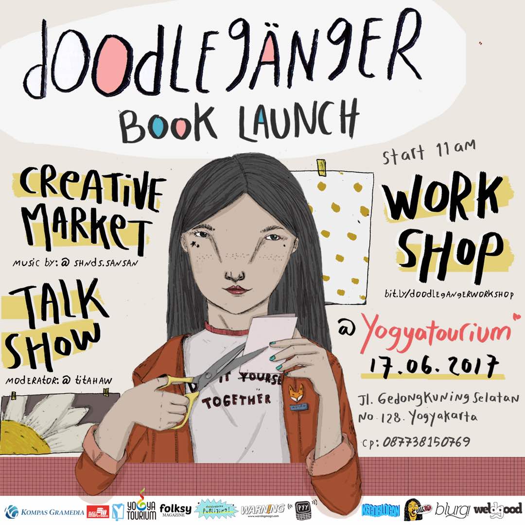 Meet your doppelganger in a doodle with DOODLEGANGER Book Launch | 17/6/2017 | 10.30-18.00WIB | CP : 087738150769 | #Yogyatourium #DAGADU