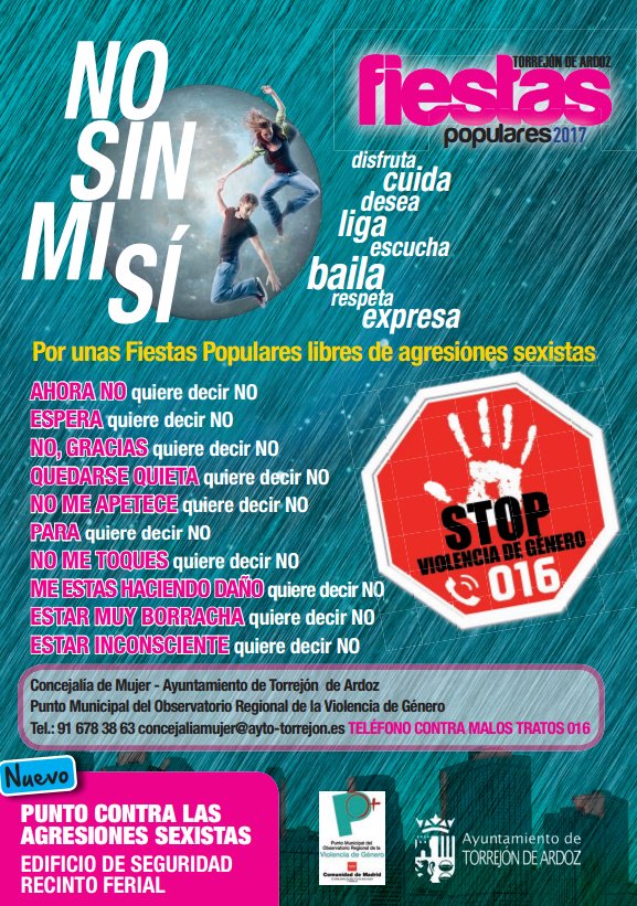 Y este año hay un punto contra las agresiones sexistas en el edificio de seguridad del Recinto Ferial #NoSinMiSí #Torrejón